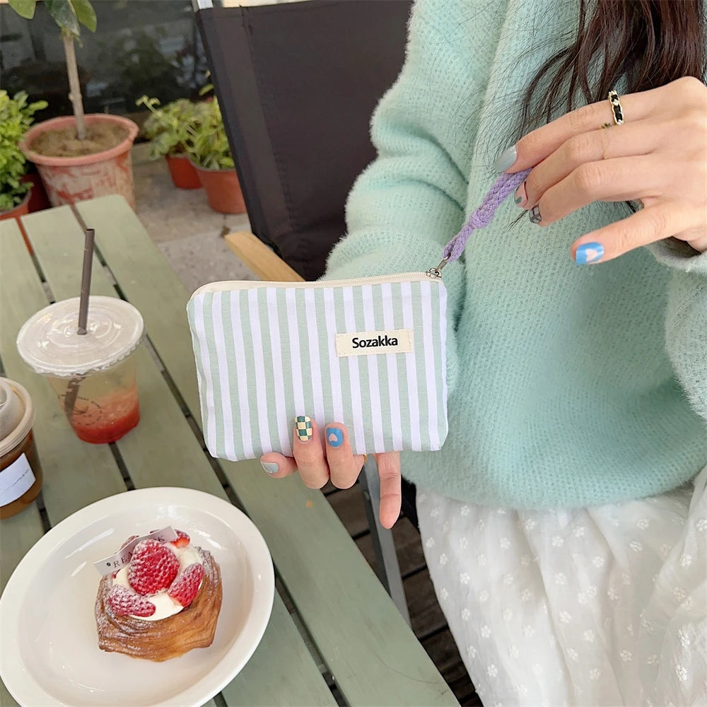 Mini Makeup Bag Canvas Cosmetic Pouch